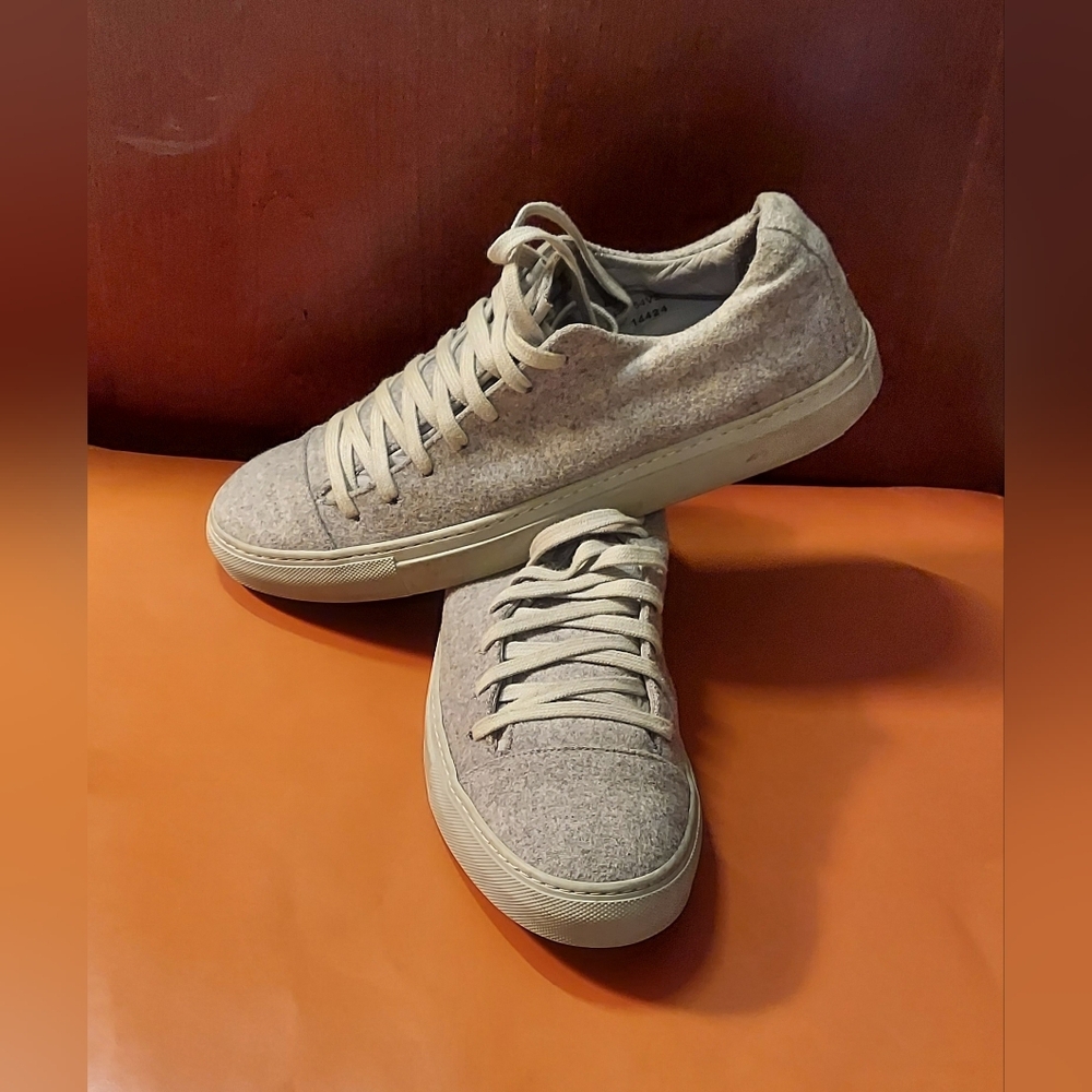 JOHN VARVATOS 14424 REED FELTED WOOL & LEATHER MENS GRAY LACEUP SNEAKERS SIZE 11